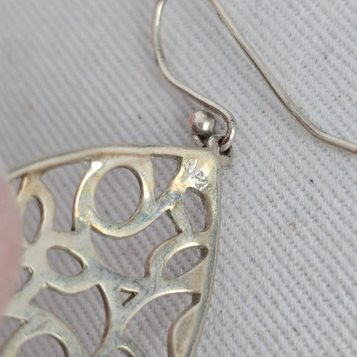 925 Sterling Silver Openwork Teardrop Dangle Earrings