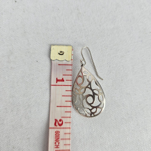 925 Sterling Silver Openwork Teardrop Dangle Earrings