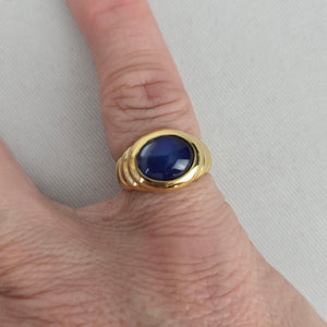 MA 925 Gold Vermeil - Blue Statement Ring - Size 5