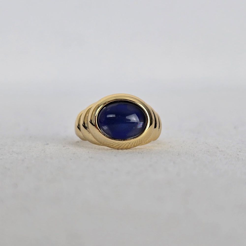 MA 925 Gold Vermeil - Blue Statement Ring - Size 5