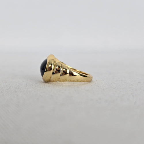 MA 925 Gold Vermeil - Blue Statement Ring - Size 5