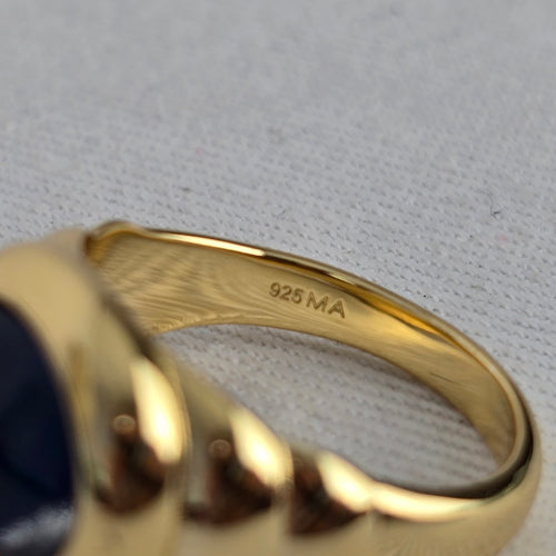 MA 925 Gold Vermeil - Blue Statement Ring - Size 5