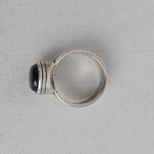 Sterling Silver Blue Iridescent Natural Stone Statement Ring - Size 8.5