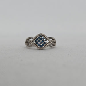 Sterling Silver Gemstone & CZ Accent Cluster Ring — Infinity Split Shank Size 7
