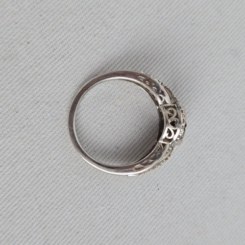 Sterling Silver Sapphire & Diamond Accent Cluster Ring — Infinity Split Shank Size 7