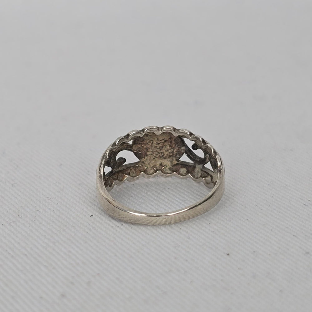 925 Sterling Silver Turquoise Southwest Scrollwork Ring - Size 5