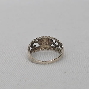 925 Sterling Silver Turquoise Southwest Scrollwork Ring - Size 5