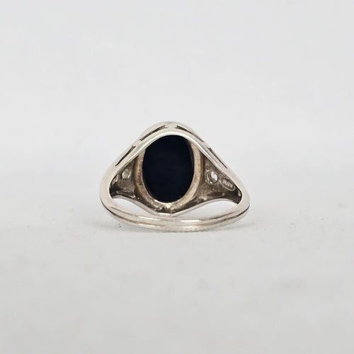 Avon 925 Sterling Silver Abalone Shell & Clear Stone Ring - Size 9