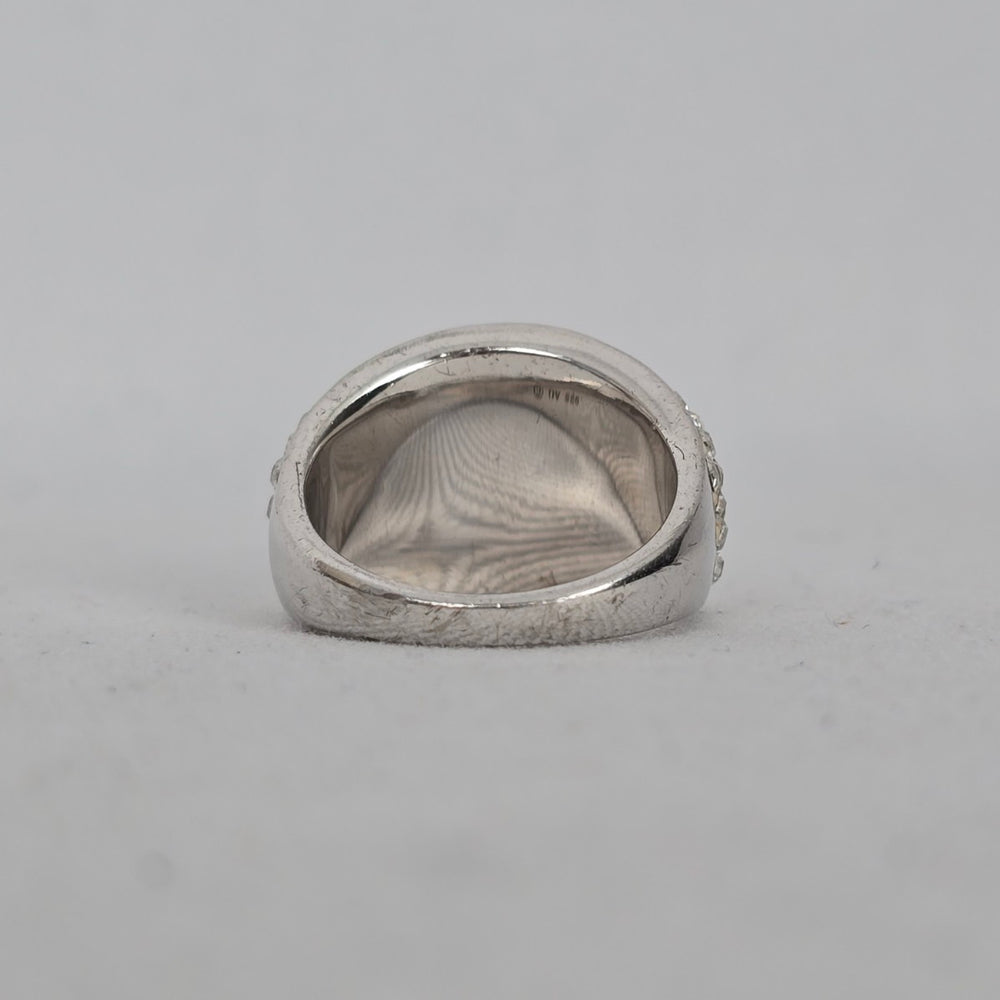 Vintage Sterling Silver Clear Pavé Crystal Dome Cocktail Ring Size 7 Stamped 925 AU