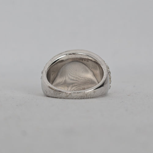 Vintage Sterling Silver Clear Pavé Crystal Dome Cocktail Ring Size 7 Stamped 925 AU