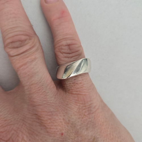 Vintage Mexican 925 Sterling Silver Modernist Wide Band Ring - Size 7