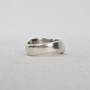 Vintage Mexican 925 Sterling Silver Modernist Wide Band Ring - Size 7