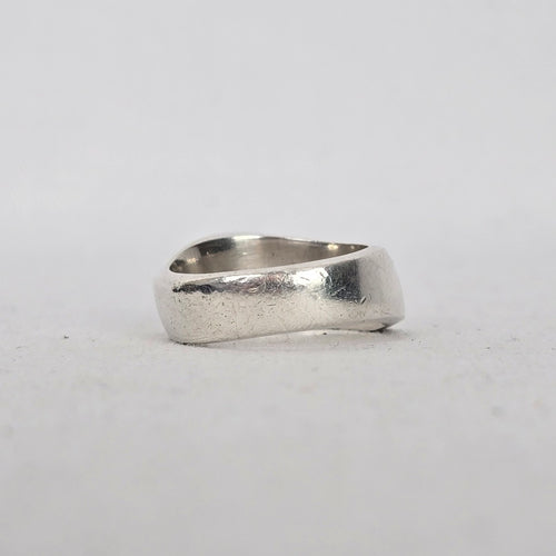 Vintage Mexican 925 Sterling Silver Modernist Wide Band Ring - Size 7