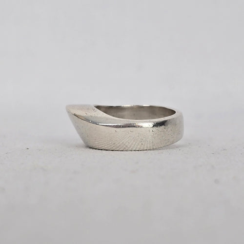 Vintage Mexican 925 Sterling Silver Modernist Wide Band Ring - Size 7