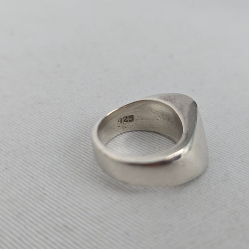 Vintage Mexican 925 Sterling Silver Modernist Wide Band Ring - Size 7