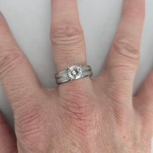 Silver-Tone Round Clear Crystal Solitaire Ring - Size 9.5