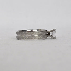 Silver-Tone Round Clear Crystal Solitaire Ring - Size 9.5