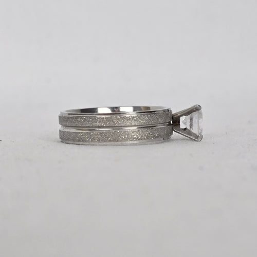 Silver-Tone Round Clear Crystal Solitaire Ring - Size 9.5