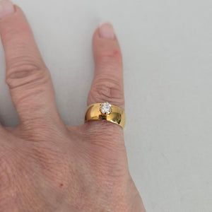 18K Gold Electroplated Cubic Zirconia Solitaire Ring - Size 6.75