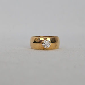 18K Gold Electroplated Cubic Zirconia Solitaire Ring - Size 6.75