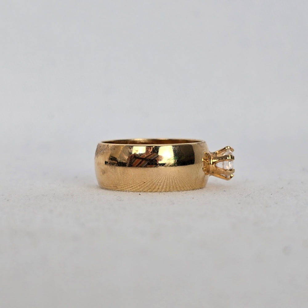 18K Gold Electroplated Cubic Zirconia Solitaire Ring - Size 6.75