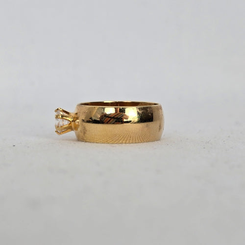 18K Gold Electroplated Cubic Zirconia Solitaire Ring - Size 6.75