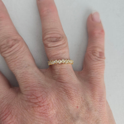 MA 925 Sterling Silver Clear Marquise & Round Stone Band Ring - Size 8