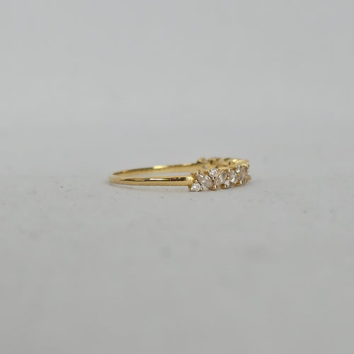MA 925 Sterling Silver Clear Marquise & Round Stone Band Ring - Size 8