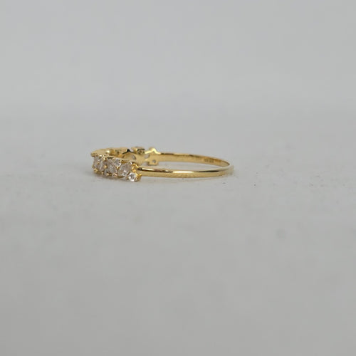 MA 925 Sterling Silver Clear Marquise & Round Stone Band Ring - Size 8