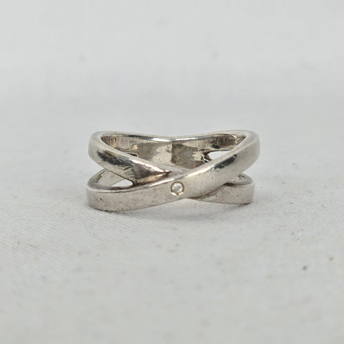 ICE 925 Sterling Silver Crossover X Design Ring - Size 7