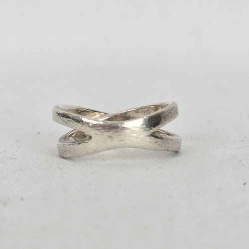 ICE 925 Sterling Silver Crossover X Design Ring - Size 7