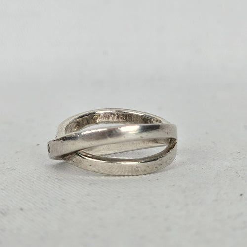 ICE 925 Sterling Silver Crossover X Design Ring - Size 7