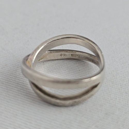 ICE 925 Sterling Silver Crossover X Design Ring - Size 7