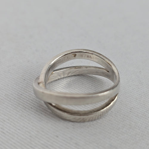 ICE 925 Sterling Silver Crossover X Design Ring - Size 7