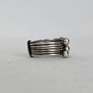 925 Sterling Silver Multi-Strand Beaded Cluster Ring - Size 6.5