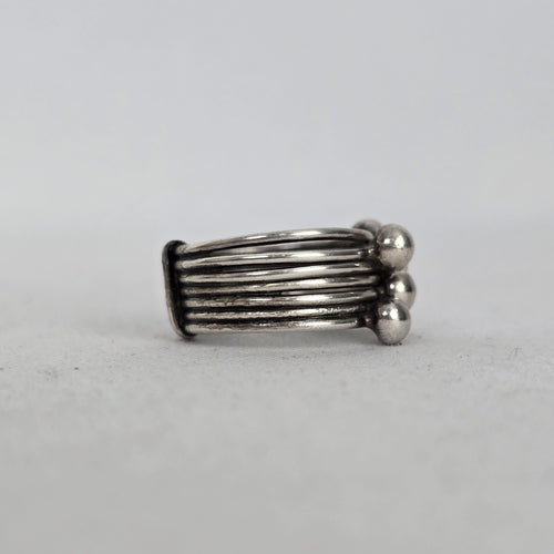 925 Sterling Silver Multi-Strand Beaded Cluster Ring - Size 6.5