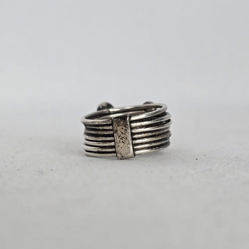 925 Sterling Silver Multi-Strand Beaded Cluster Ring - Size 6.5