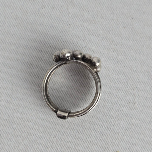 925 Sterling Silver Multi-Strand Beaded Cluster Ring - Size 6.5