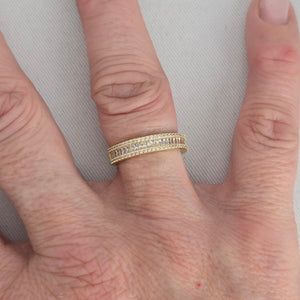 MA 925 Sterling Silver Clear Baguette Crystal Band Ring - Size 7