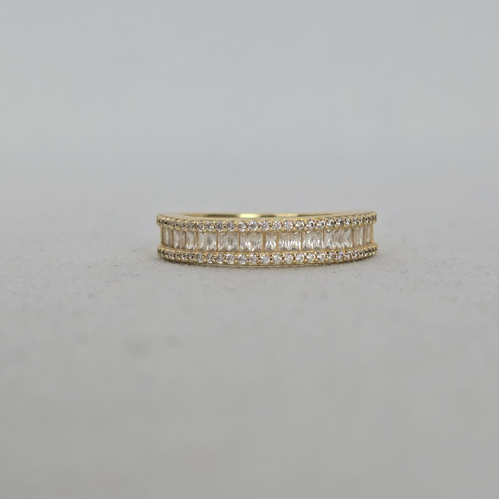 MA 925 Sterling Silver Clear Baguette Crystal Band Ring - Size 7