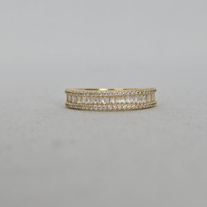 MA 925 Sterling Silver Clear Baguette Crystal Band Ring - Size 7