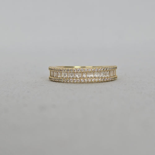 MA 925 Sterling Silver Clear Baguette Crystal Band Ring - Size 7