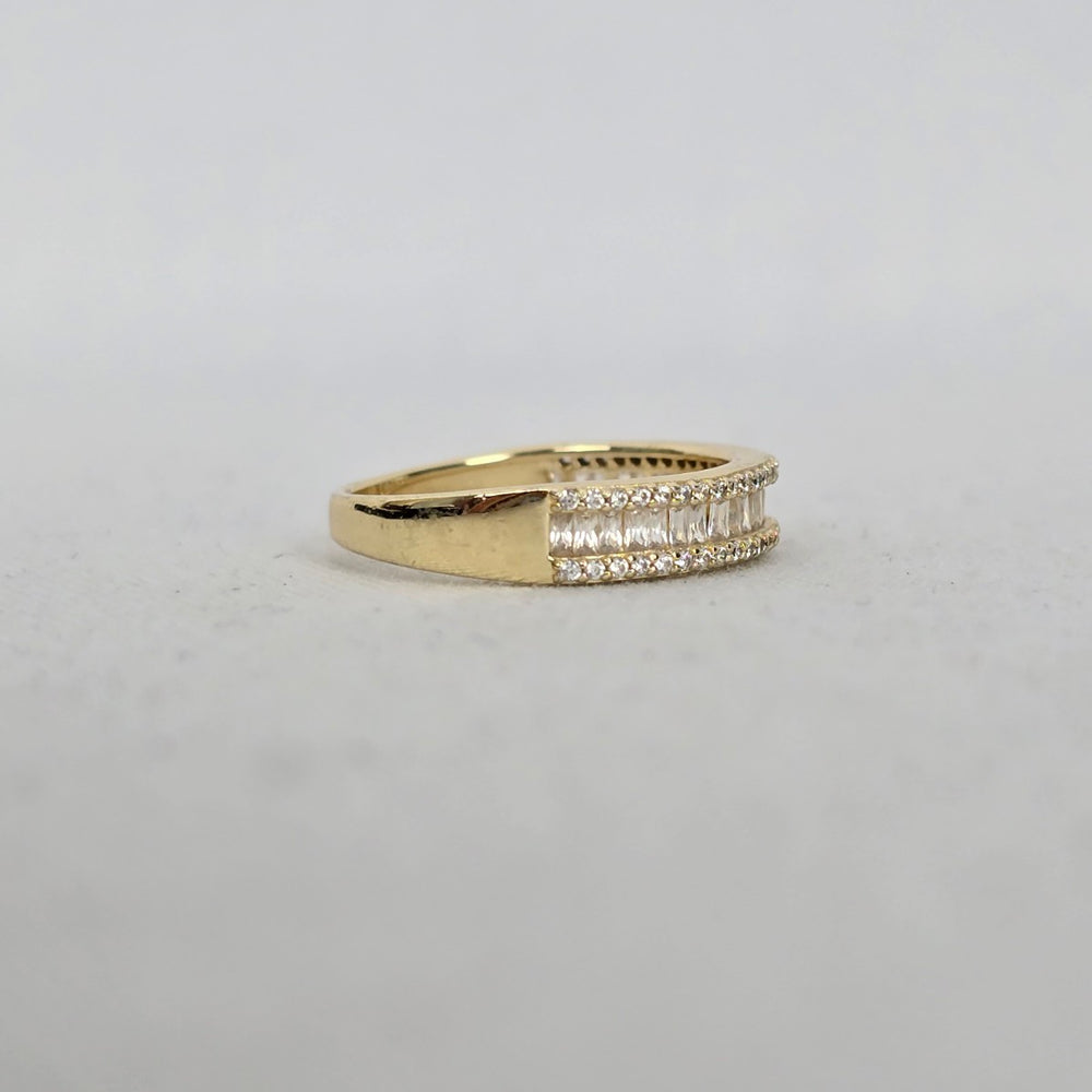 MA 925 Sterling Silver Clear Baguette Crystal Band Ring - Size 7