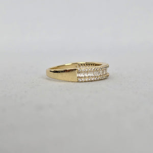 MA 925 Sterling Silver Clear Baguette Crystal Band Ring - Size 7