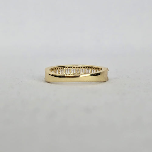 MA 925 Sterling Silver Clear Baguette Crystal Band Ring - Size 7