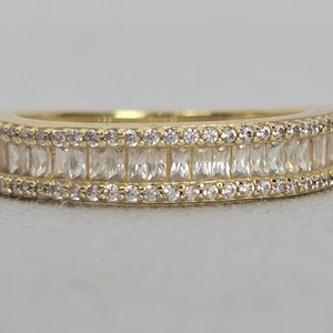 MA 925 Sterling Silver Clear Baguette Crystal Band Ring - Size 7