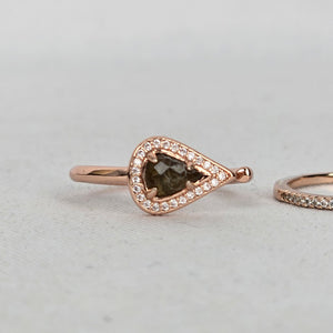 MA Rose Gold-Tone Teardrop Stone Wrap Ring Set with Clear Crystal Band - Size 7.5
