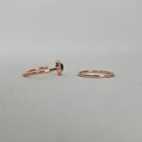 MA Rose Gold-Tone Teardrop Stone Wrap Ring Set with Clear Crystal Band - Size 7.5