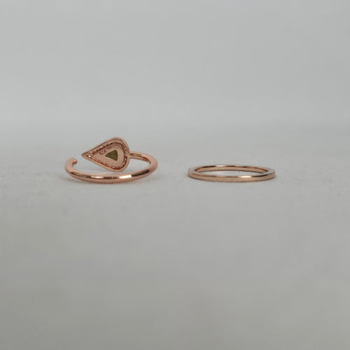 MA Rose Gold-Tone Teardrop Stone Wrap Ring Set with Clear Crystal Band - Size 7.5