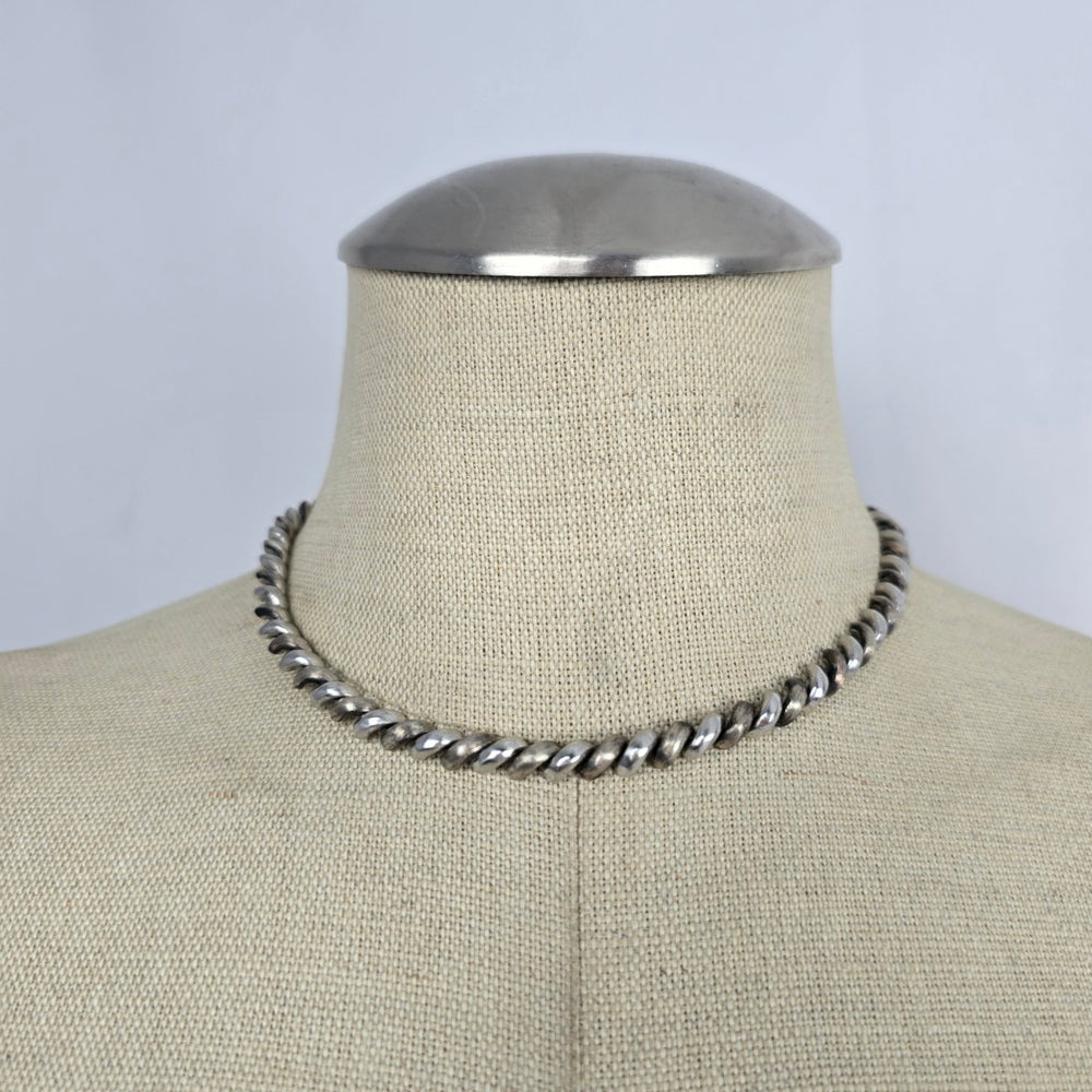 Italian 925 Sterling Silver Chunky Twisted Curb Link Necklace